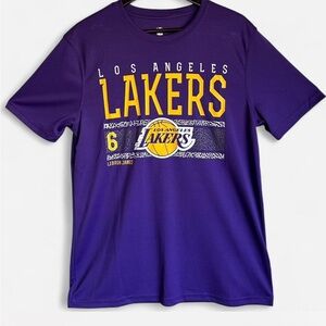 NBA Purple and Gold Los Angeles Lakers LeBron James #6 T-Shirt with Logo